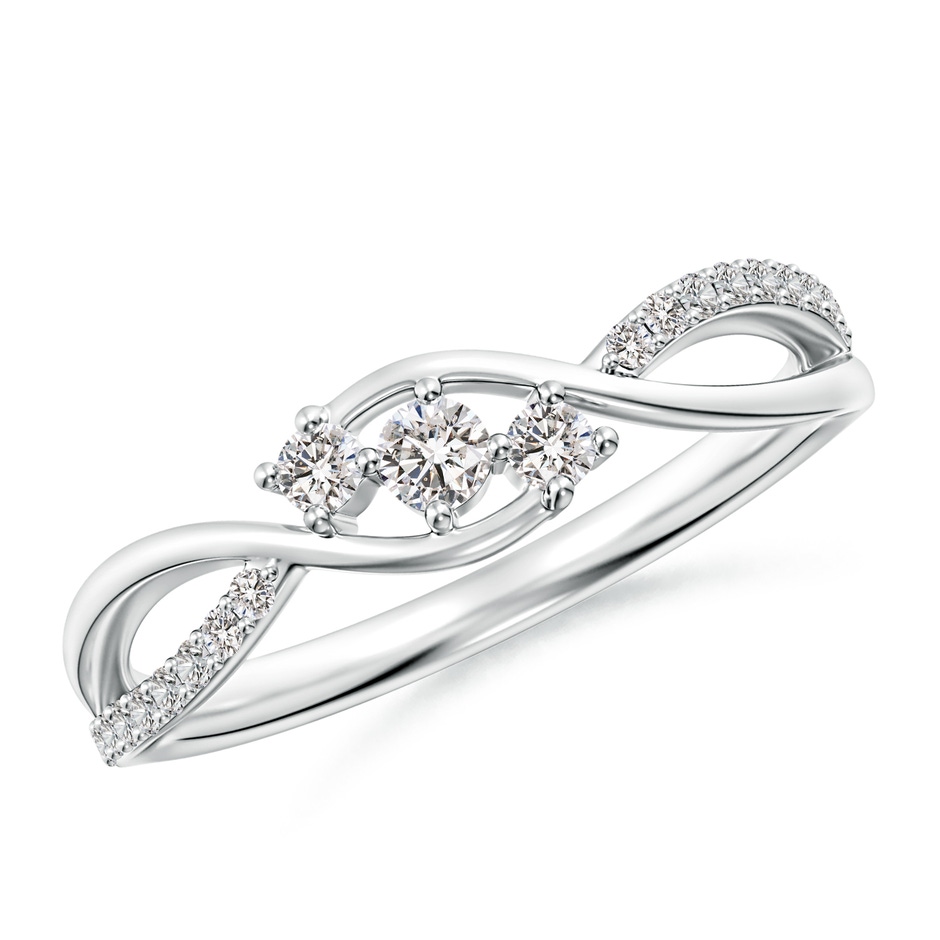 2.5mm IJI1I2 Diamond Infinity Twist Three Stone Bypass Ring in P950 Platinum 