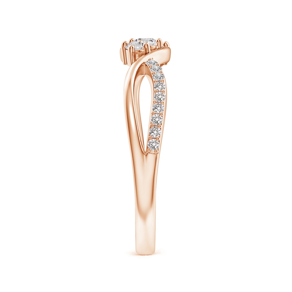 2.5mm IJI1I2 Diamond Infinity Twist Three Stone Bypass Ring in Rose Gold side-2