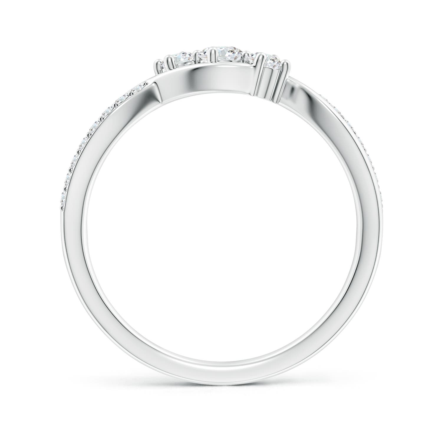 3.2mm GVS2 Diamond Infinity Twist Three Stone Bypass Ring in P950 Platinum