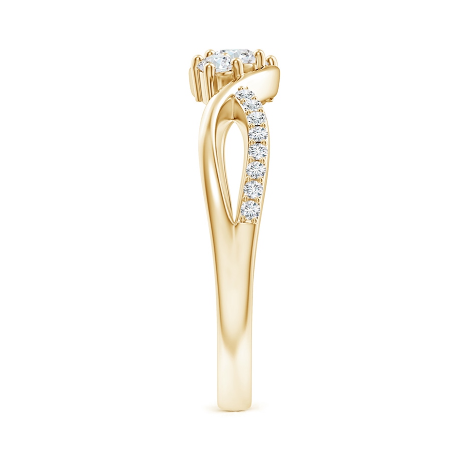 3.2mm GVS2 Diamond Infinity Twist Three Stone Bypass Ring in Yellow Gold side-2