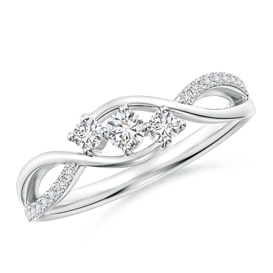 3.2mm HSI2 Diamond Infinity Twist Three Stone Bypass Ring in White Gold 