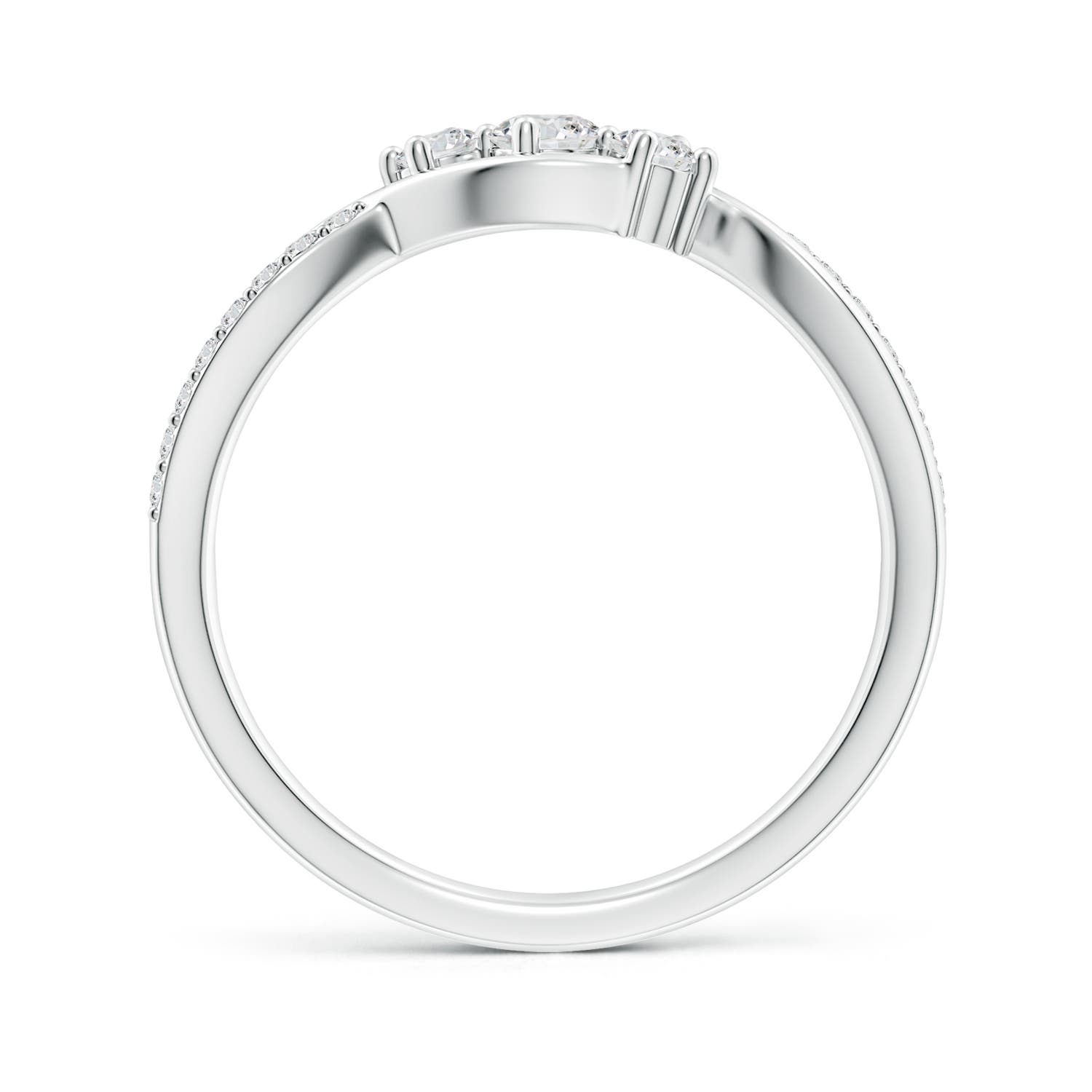 3.2mm HSI2 Diamond Infinity Twist Three Stone Bypass Ring in White Gold