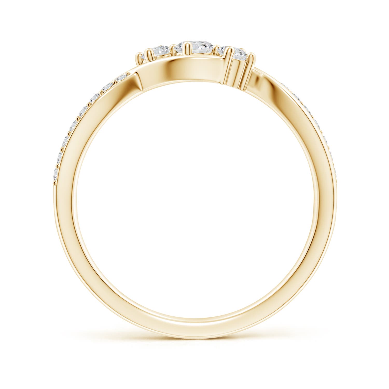 Diamond Infinity Twist Three Stone Bypass Ring in 14K Yellow
