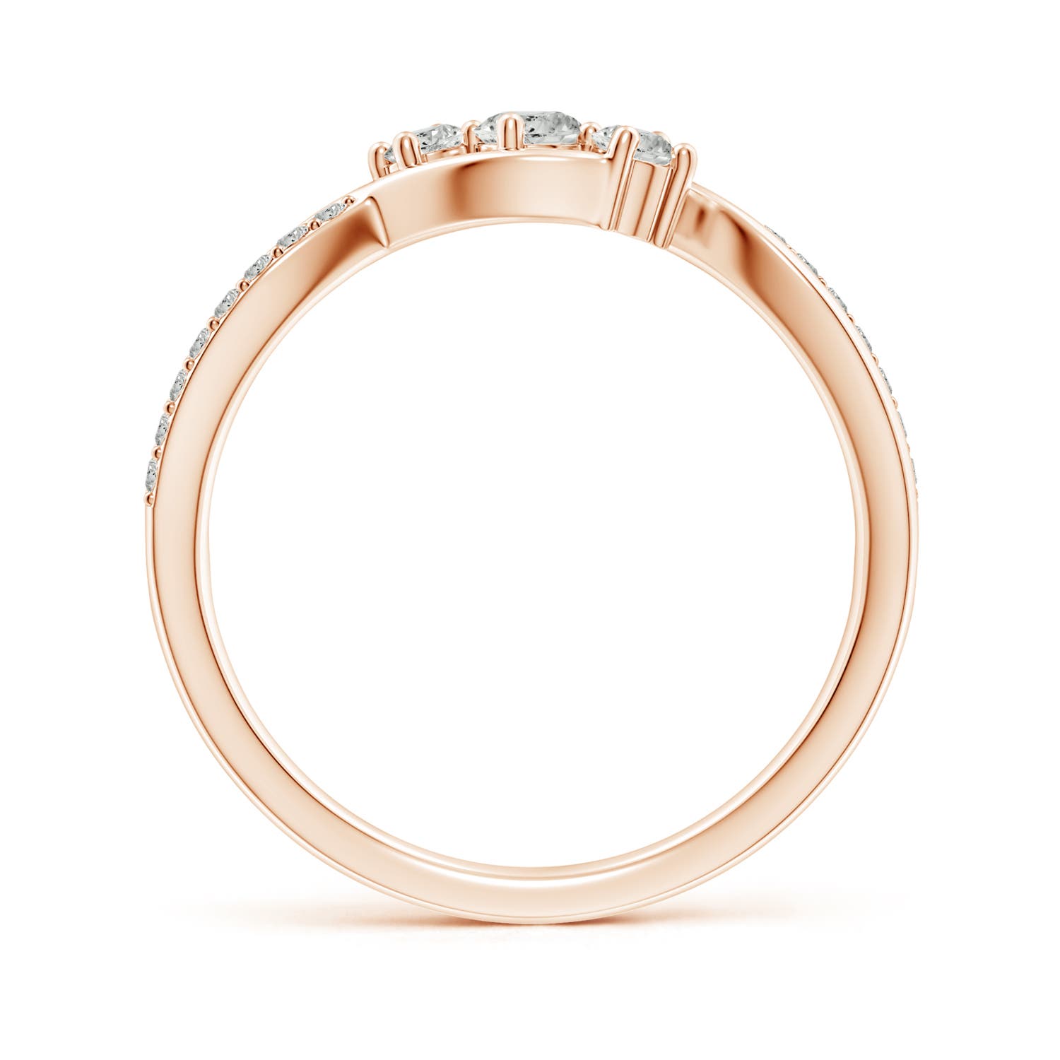 Angara Natural Diamond Infinity Twist Three Stone Ring in 14K Solid Gold (3.2MM) - Picture 25 of 34