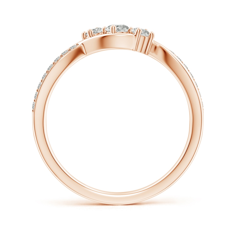 3.2mm KI3 Diamond Infinity Twist Three Stone Bypass Ring in Rose Gold side-1