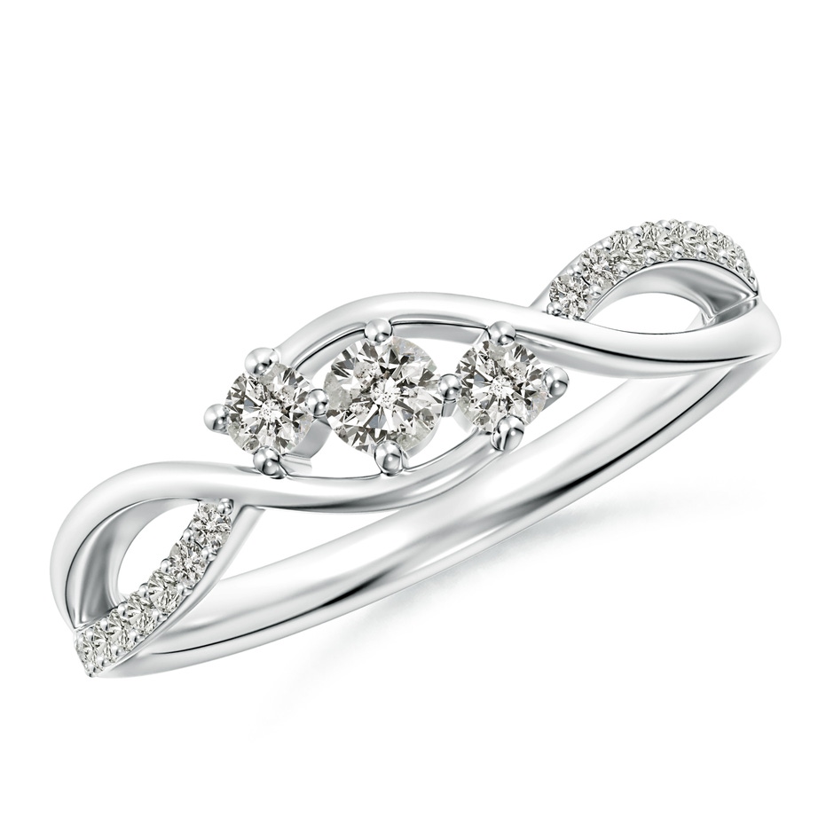 3.2mm KI3 Diamond Infinity Twist Three Stone Bypass Ring in S999 Silver 