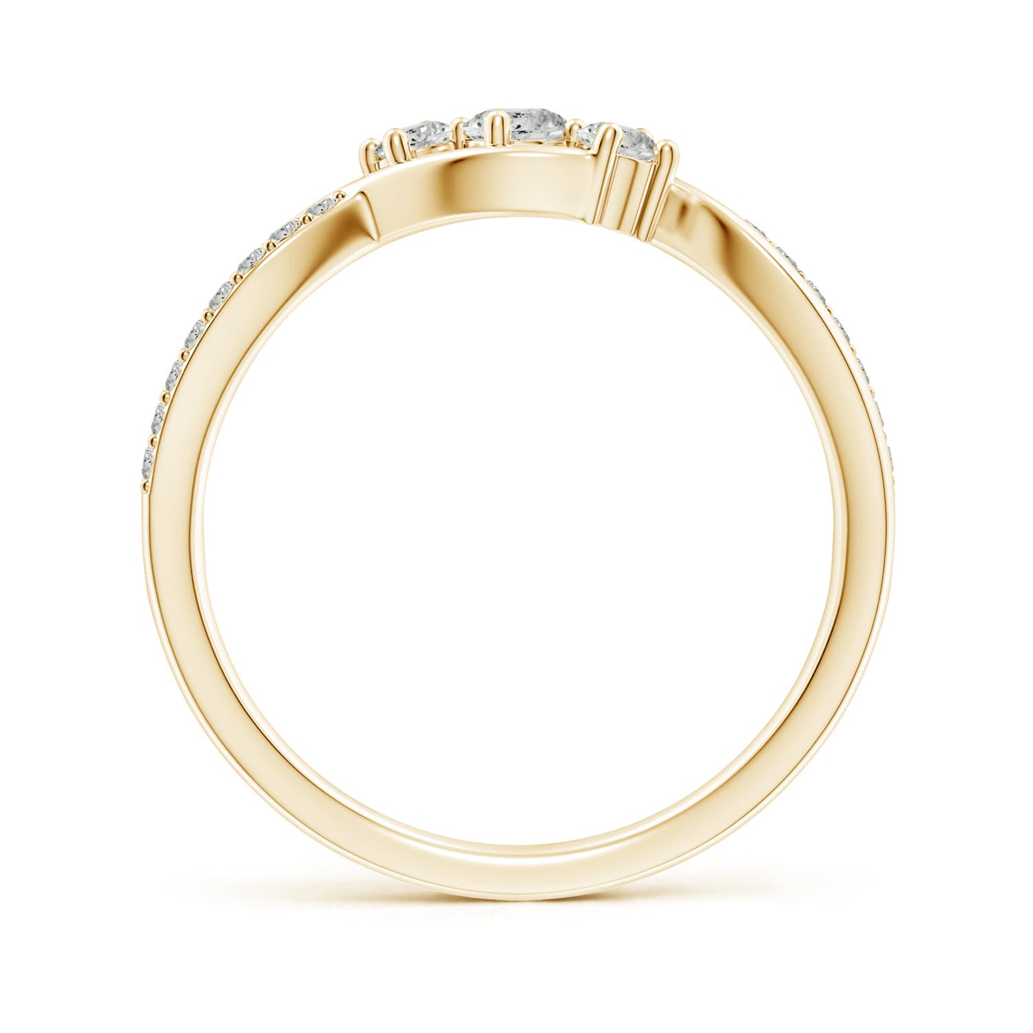 Angara Natural Diamond Infinity Twist Three Stone Ring in 14K Solid Gold (3.2MM) - Picture 14 of 34