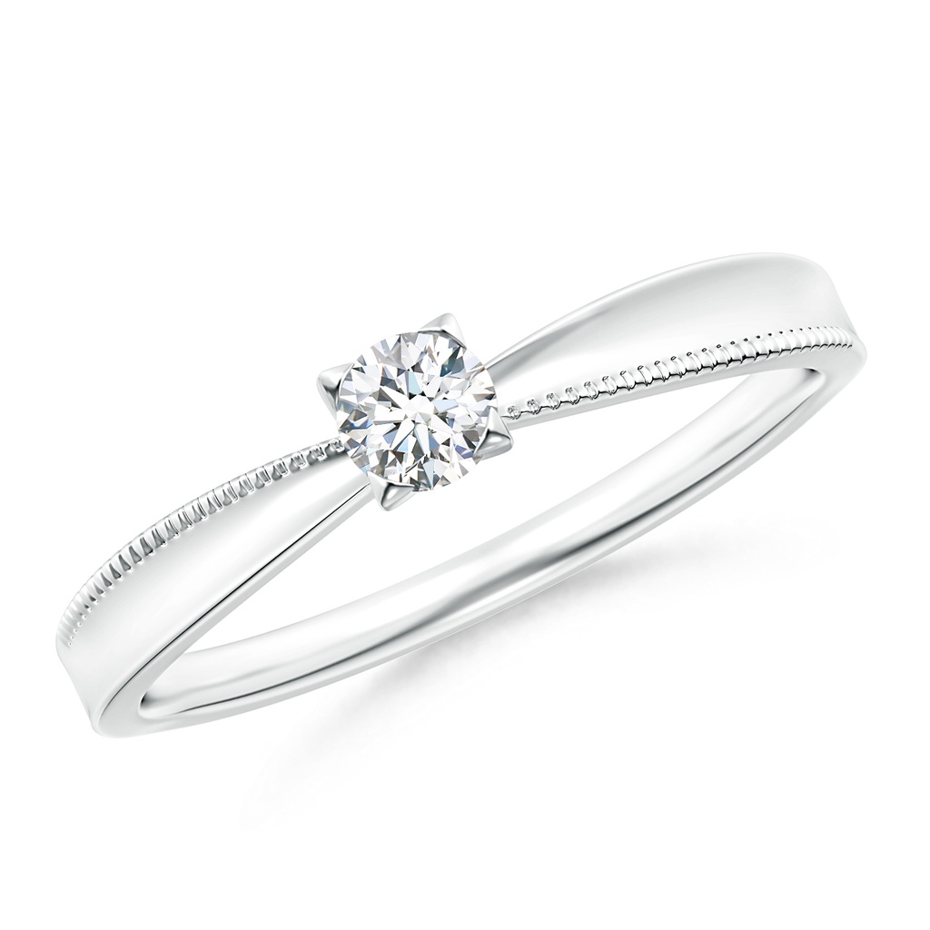 3.5mm GVS2 Reverse Tapered Round Diamond Solitaire Ring in White Gold