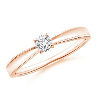 3.5mm HSI2 Reverse Tapered Round Diamond Solitaire Ring in Rose Gold