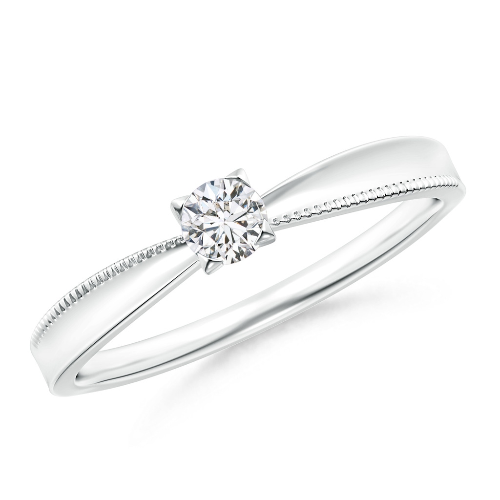 3.5mm HSI2 Reverse Tapered Round Diamond Solitaire Ring in White Gold 