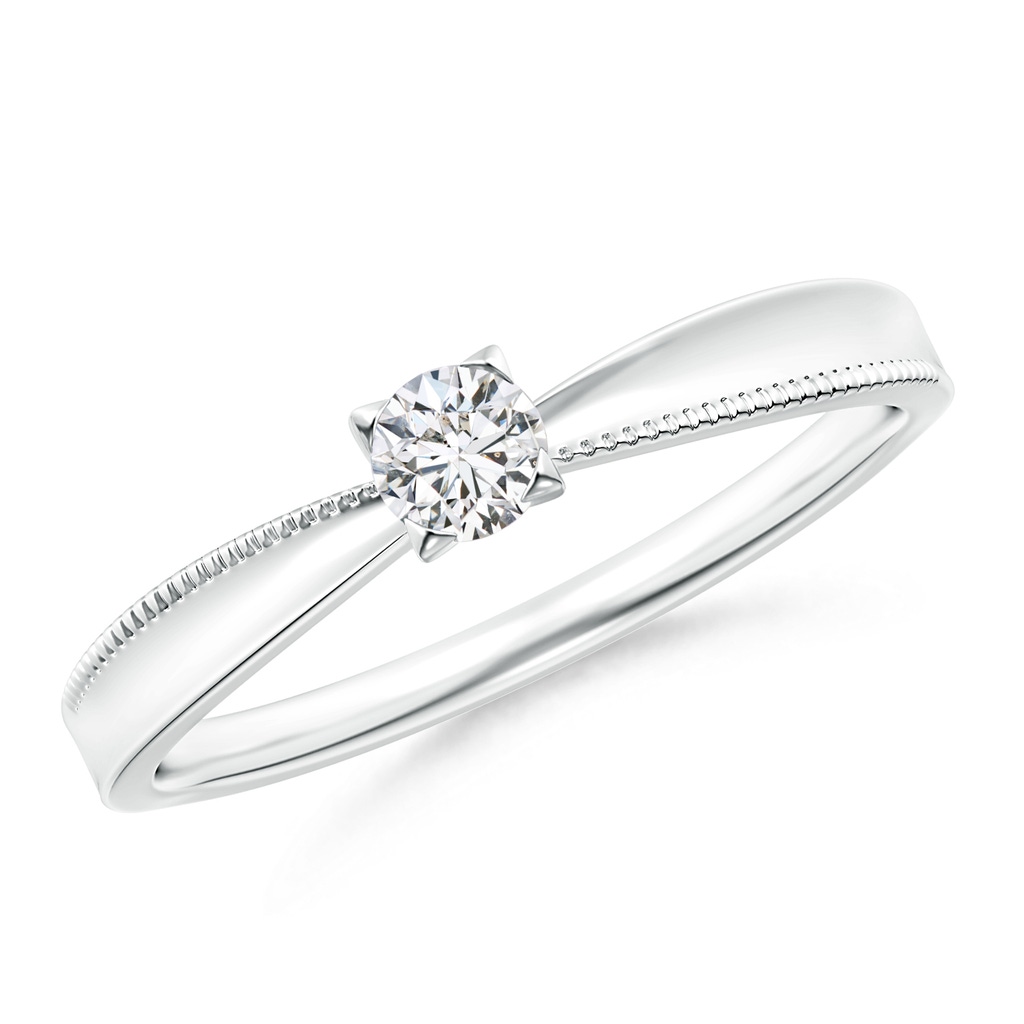 3.5mm HSI2 Reverse Tapered Round Diamond Solitaire Ring in White Gold