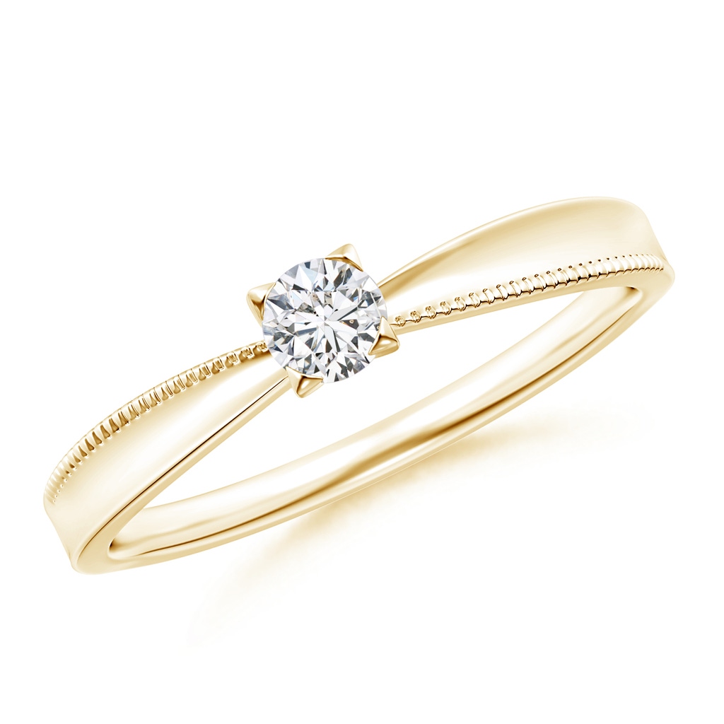 3.5mm HSI2 Reverse Tapered Round Diamond Solitaire Ring in Yellow Gold