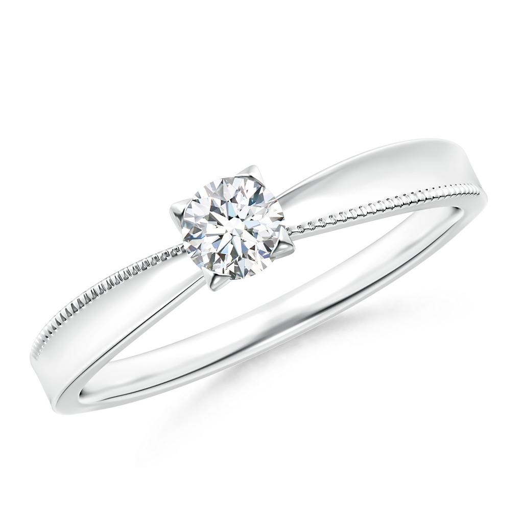 4mm GVS2 Reverse Tapered Round Diamond Solitaire Ring in White Gold