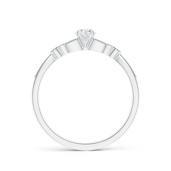 3.8mm GHVS Solitaire Diamond Leaf Engagement Ring with Milgrain in P950 Platinum product image