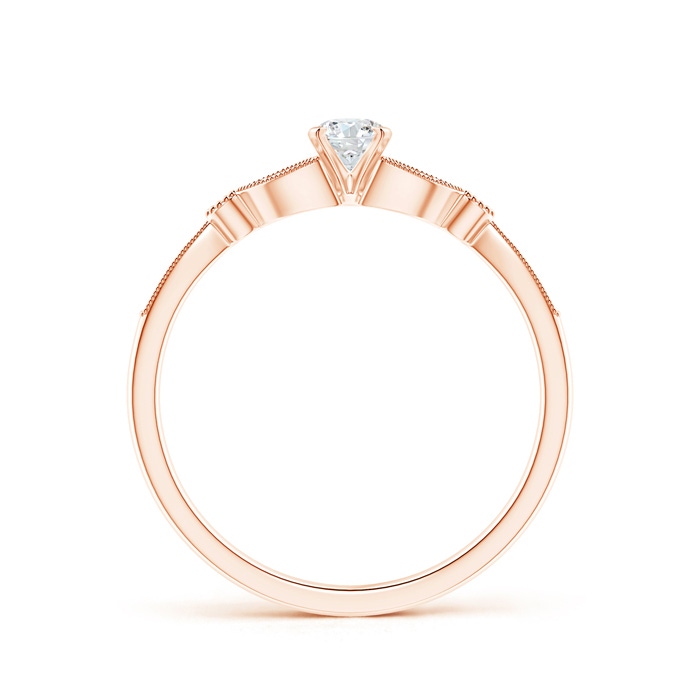 3.8mm GHVS Solitaire Diamond Leaf Engagement Ring with Milgrain in Rose Gold product image