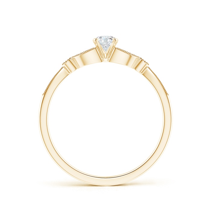 3.8mm GHVS Solitaire Diamond Leaf Engagement Ring with Milgrain in Yellow Gold product image