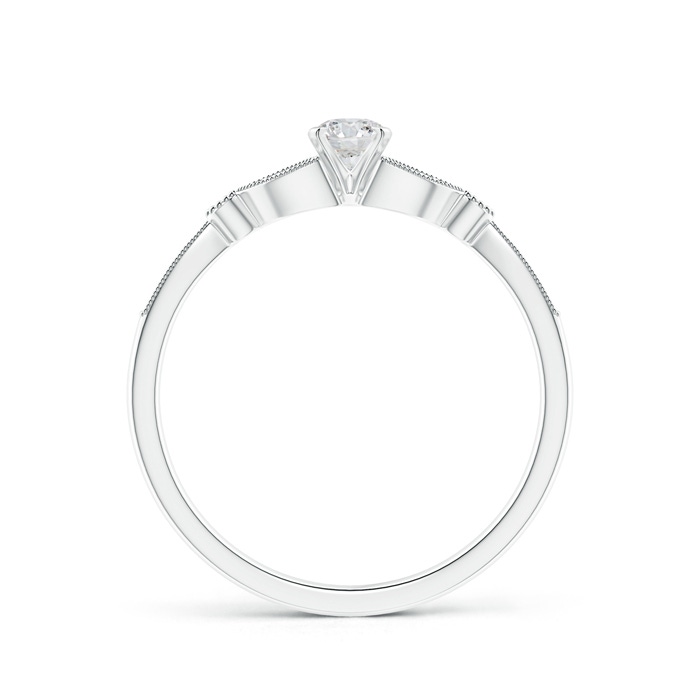3.8mm HSI2 Solitaire Diamond Leaf Engagement Ring with Milgrain in White Gold product image