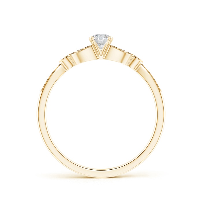 3.8mm HSI2 Solitaire Diamond Leaf Engagement Ring with Milgrain in Yellow Gold product image