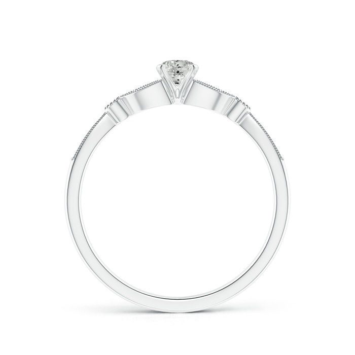 3.8mm JI2 Solitaire Diamond Leaf Engagement Ring with Milgrain in 9K White Gold product image