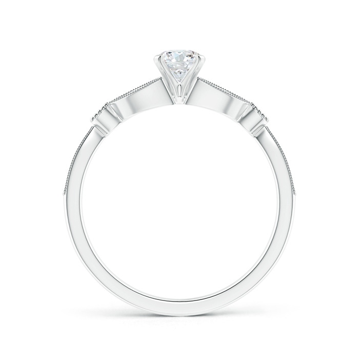 4.6mm GHVS Solitaire Diamond Leaf Engagement Ring with Milgrain in P950 Platinum product image