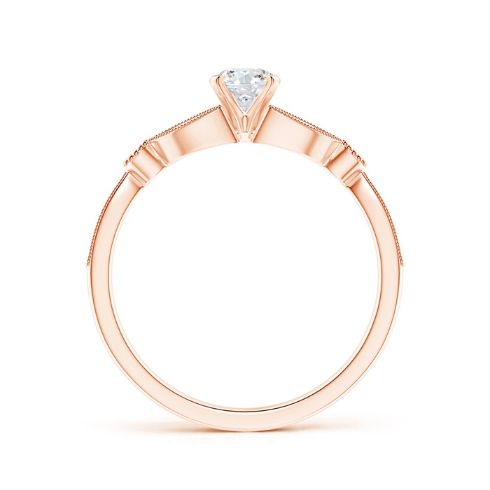 4.6mm GHVS Solitaire Diamond Leaf Engagement Ring with Milgrain in Rose Gold product image