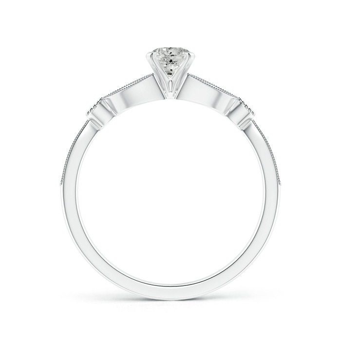 4.6mm JI2 Solitaire Diamond Leaf Engagement Ring with Milgrain in P950 Platinum product image