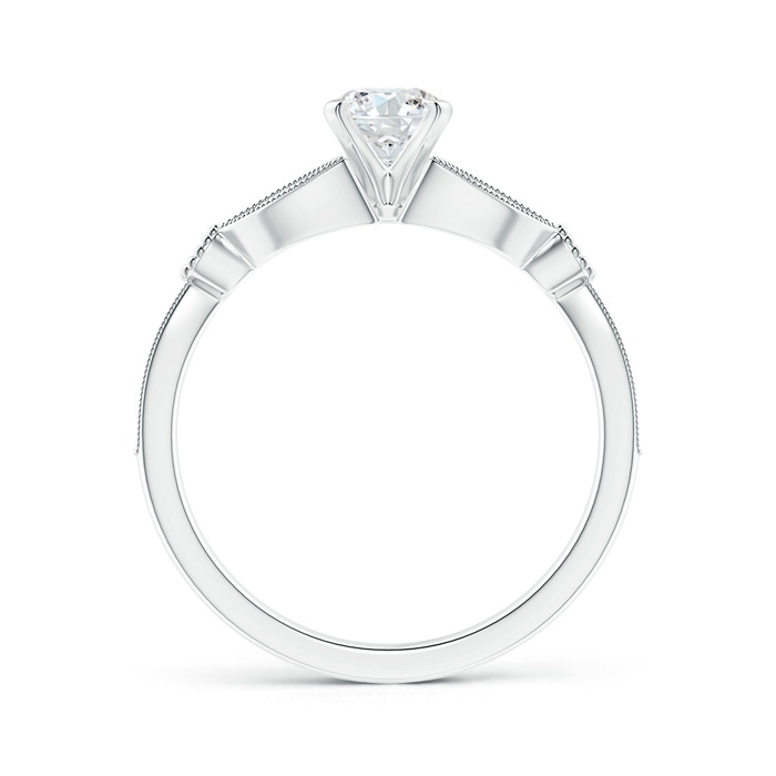 5.3mm GHVS Solitaire Diamond Leaf Engagement Ring with Milgrain in P950 Platinum product image