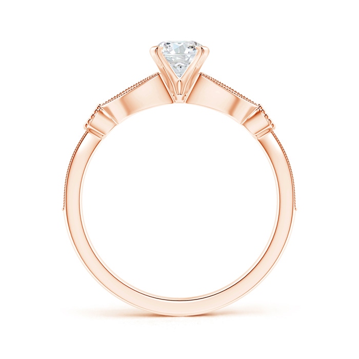 5.3mm GHVS Solitaire Diamond Leaf Engagement Ring with Milgrain in Rose Gold product image