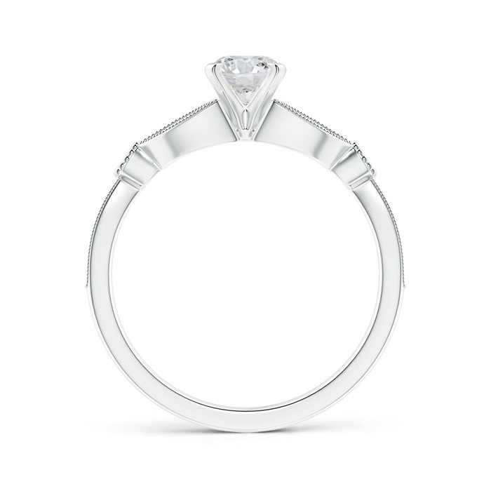 5.3mm HSI2 Solitaire Diamond Leaf Engagement Ring with Milgrain in P950 Platinum product image