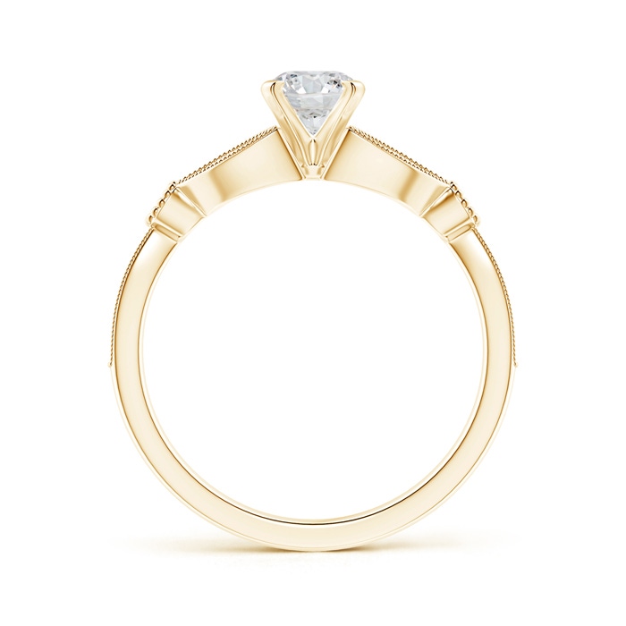 5.3mm HSI2 Solitaire Diamond Leaf Engagement Ring with Milgrain in Yellow Gold product image