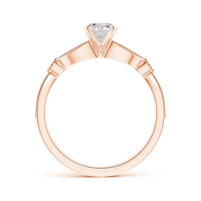 5.3mm II1 Solitaire Diamond Leaf Engagement Ring with Milgrain in Rose Gold product image