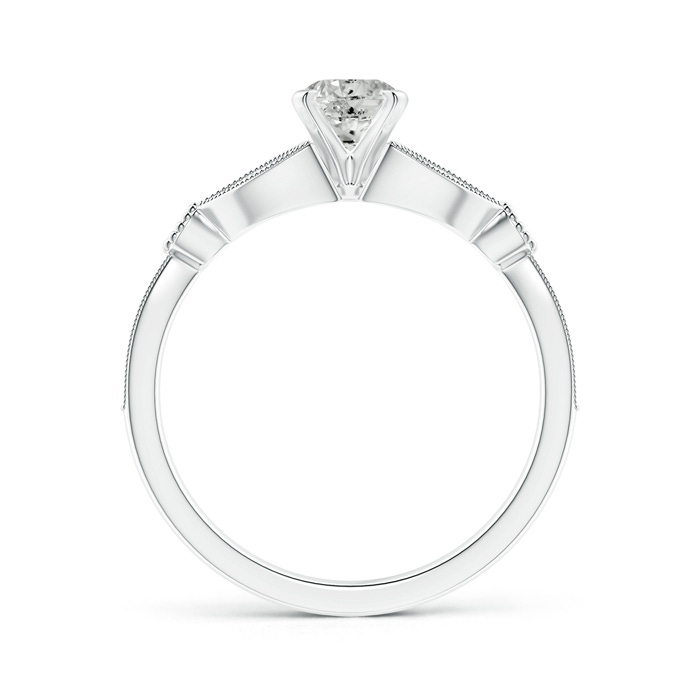 5.3mm JI2 Solitaire Diamond Leaf Engagement Ring with Milgrain in White Gold product image