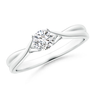 4.4mm HSI2 Diamond Solitaire Crossover Engagement Ring in 18K White Gold