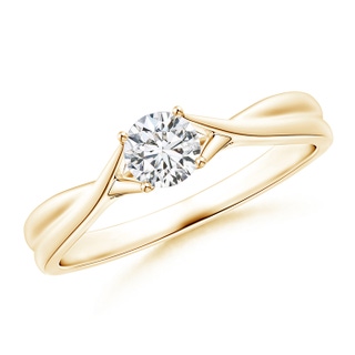 4.4mm HSI2 Diamond Solitaire Crossover Engagement Ring in Yellow Gold