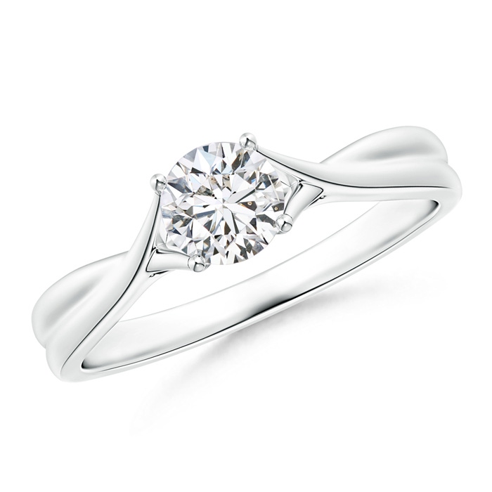 5.1mm HSI2 Diamond Solitaire Crossover Engagement Ring in White Gold 