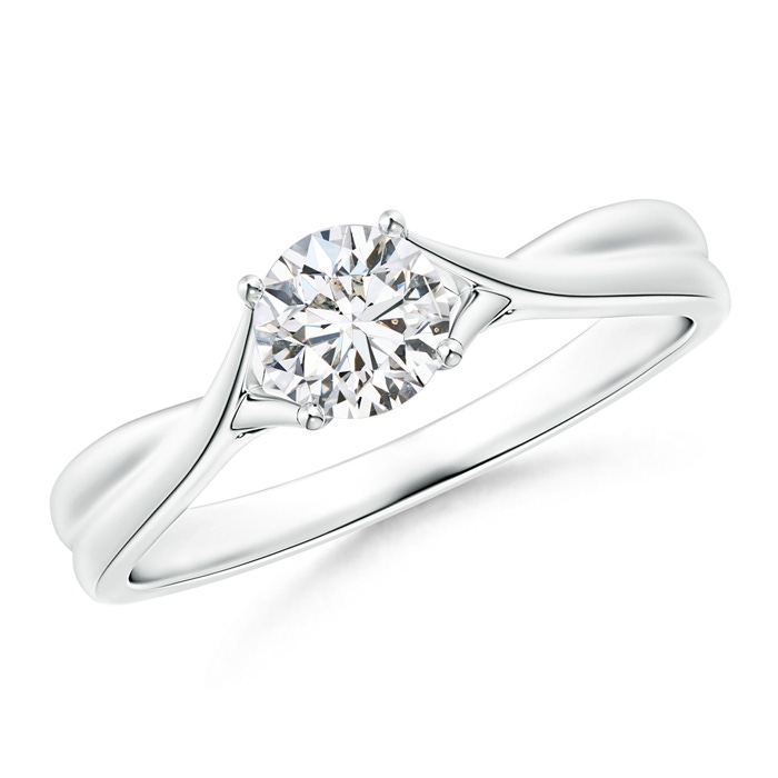 5.1mm HSI2 Diamond Solitaire Crossover Engagement Ring in White Gold