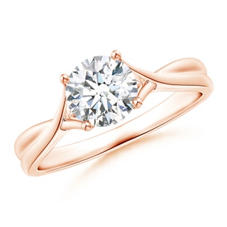 6.4mm GHVS Diamond Solitaire Crossover Engagement Ring in Rose Gold