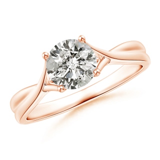 6.4mm JI2 Diamond Solitaire Crossover Engagement Ring in Rose Gold