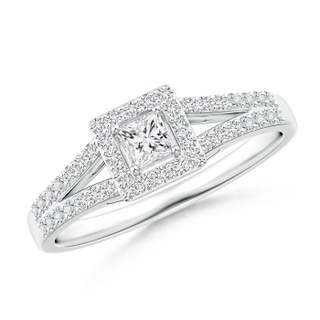 3mm HSI2 Princess-Cut Diamond Halo Split Shank Engagement Ring in White Gold