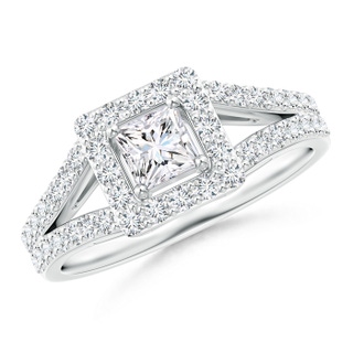 4mm GHVS Princess-Cut Diamond Halo Split Shank Engagement Ring in P950 Platinum