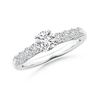 5.2mm HSI2 Diamond Solitaire Engagement Ring with Filigree in 18K White Gold