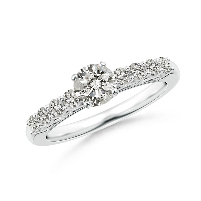 5.2mm JI2 Diamond Solitaire Engagement Ring with Filigree in White Gold