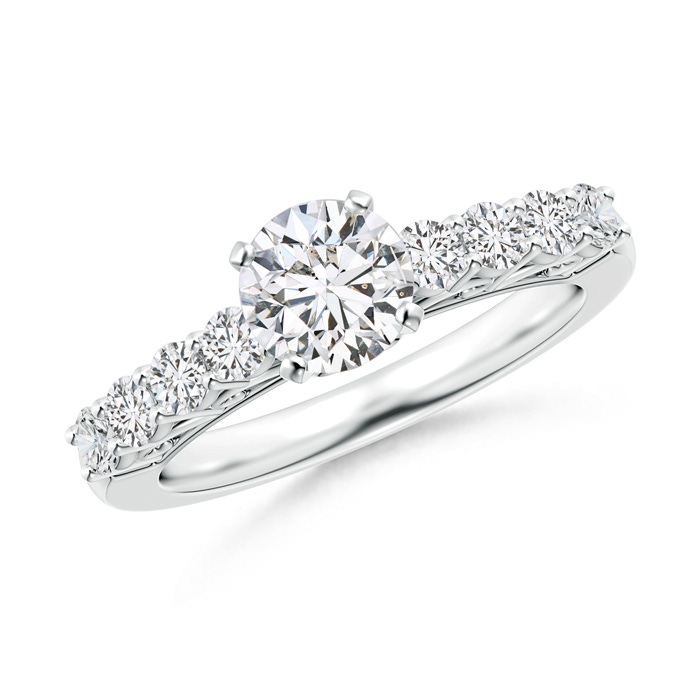 6.1mm HSI2 Diamond Solitaire Engagement Ring with Filigree in White Gold 