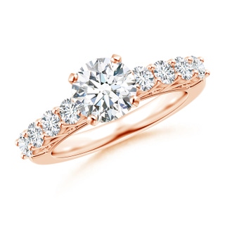 7mm GHVS Diamond Solitaire Engagement Ring with Filigree in Rose Gold