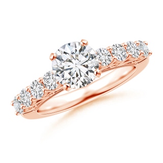 7mm HSI2 Diamond Solitaire Engagement Ring with Filigree in 18K Rose Gold