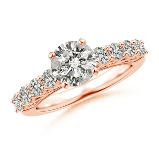 7mm JI2 Diamond Solitaire Engagement Ring with Filigree in 18K Rose Gold
