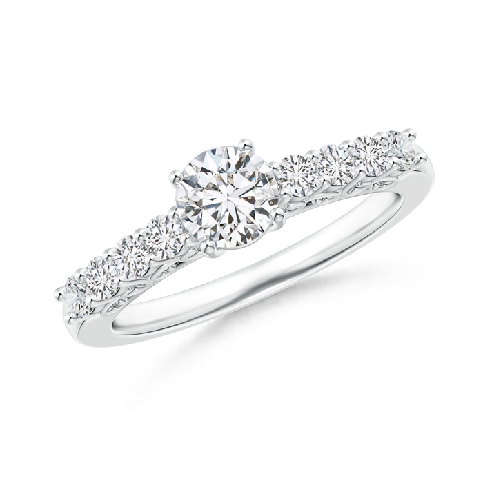 5.2mm HSI2 Solitaire Diamond Engagement Ring with Scrollwork in White Gold