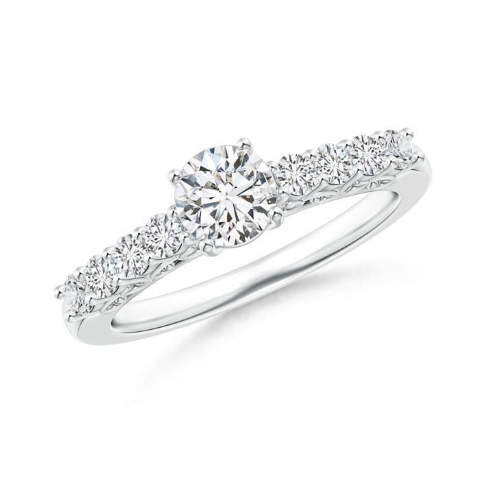 5.2mm HSI2 Solitaire Diamond Engagement Ring with Scrollwork in White Gold 