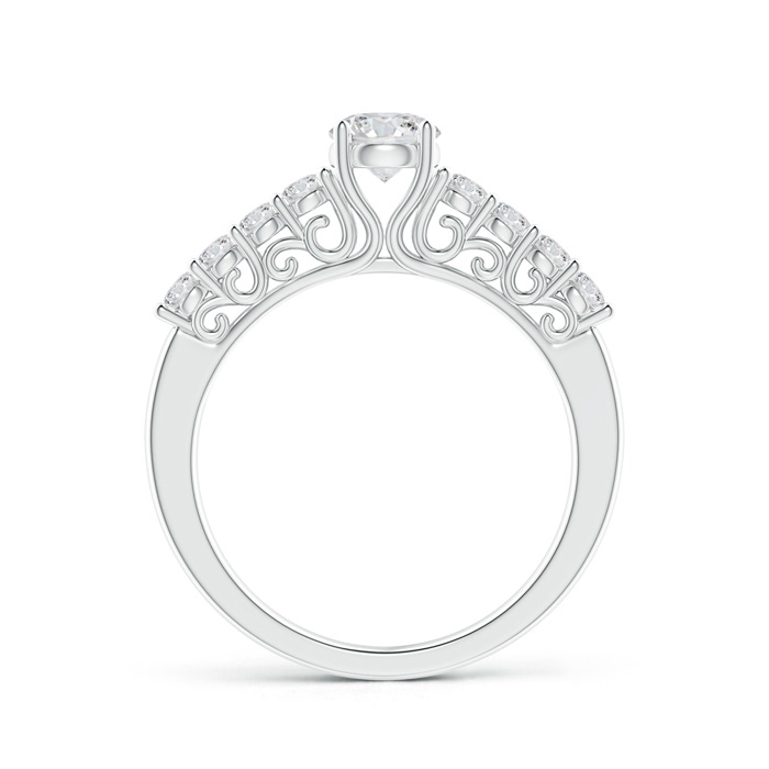 5.2mm HSI2 Solitaire Diamond Engagement Ring with Scrollwork in White Gold product image