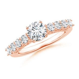 6mm GHVS Solitaire Diamond Engagement Ring with Scrollwork in 18K Rose Gold